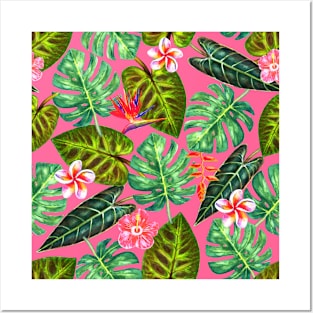 Tropical Leaves - Pink Posters and Art